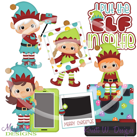 Selfie Elves SVG Cutting Files Includes Clipart - Click Image to Close